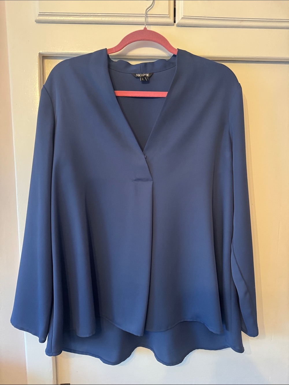NIC+ZOE Slate Blue V-Neck Blouse